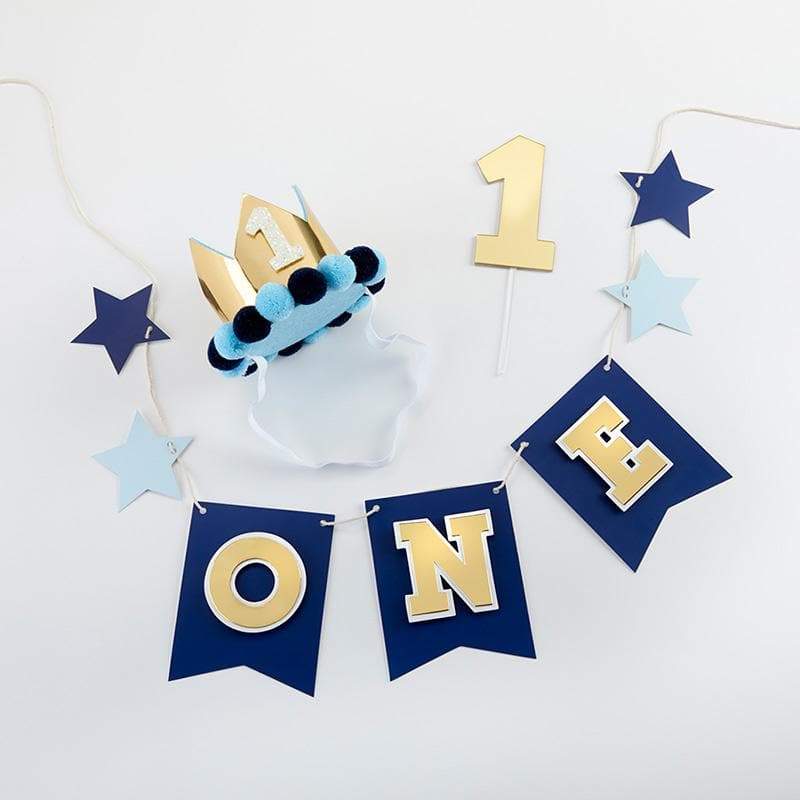 Blue & Gold 1st Birthday Décor Kit