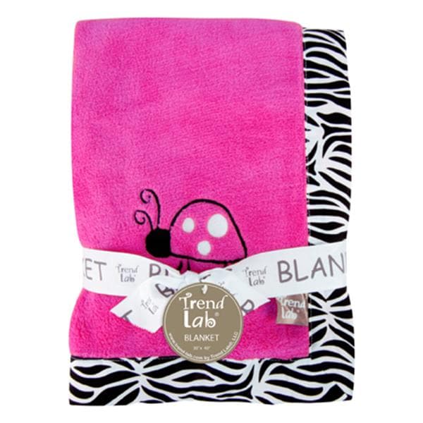 Pink Ladybug Fleece Receiving Blanket