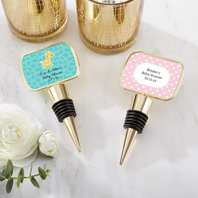 Personalized Baby Shower Gold Bottle Stopper