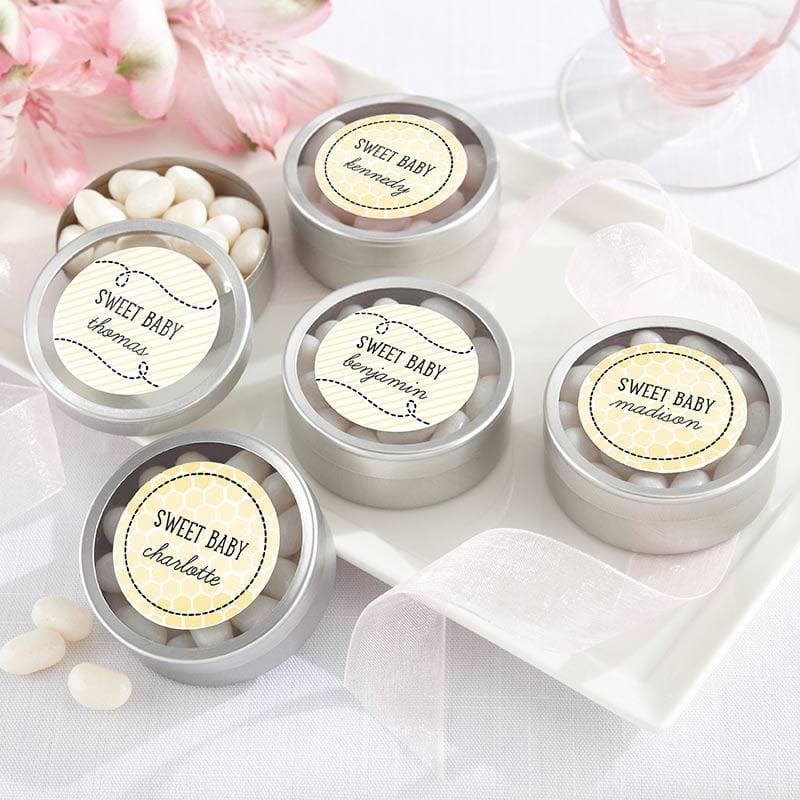 Personalized Sweet as can Bee Silver Round Candy Tin  (Set of 12)