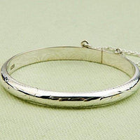 Thumbnail for Baby Girl's Bauble Sterling-Silver, Engraved Design, Hinged Bangle Bracelet