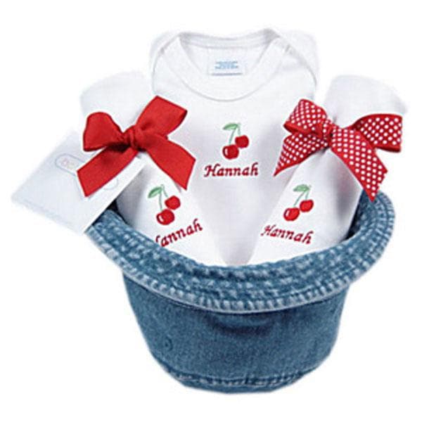 A Bucket Full of Baby Stuff 4-Piece Gift Set - Cherries (Personalization Available)