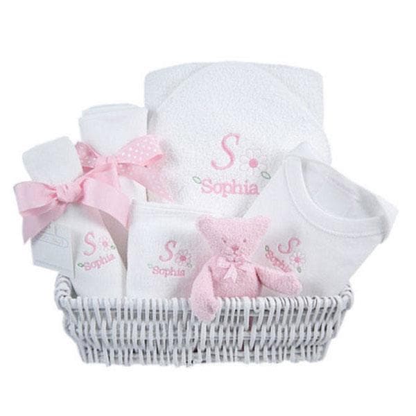 Luxury Personalized Layette Gift Basket - Pink