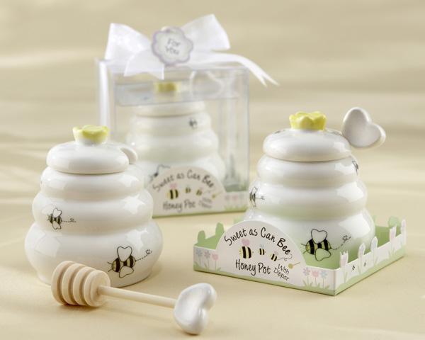 “Sweet As Can Bee” Ceramic Honey Pot with Wooden Dipper
