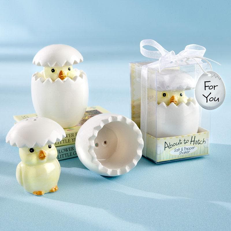 About to Hatch Baby Chick Salt & Pepper Shaker in Gift Box with Organza Bow