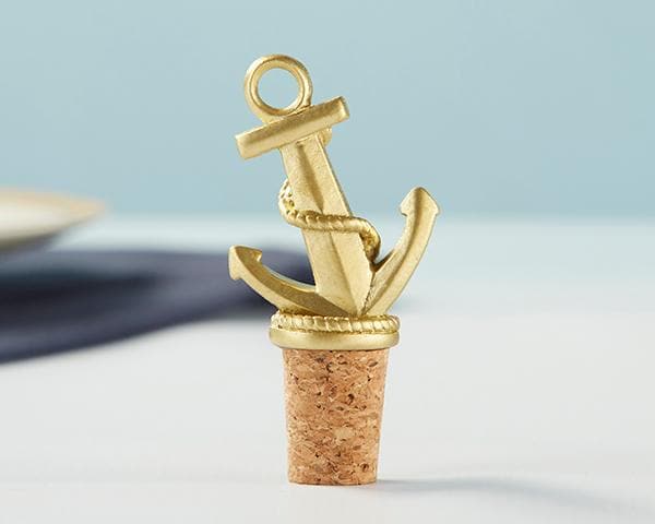 Gold Nautical Anchor Bottle Stopper