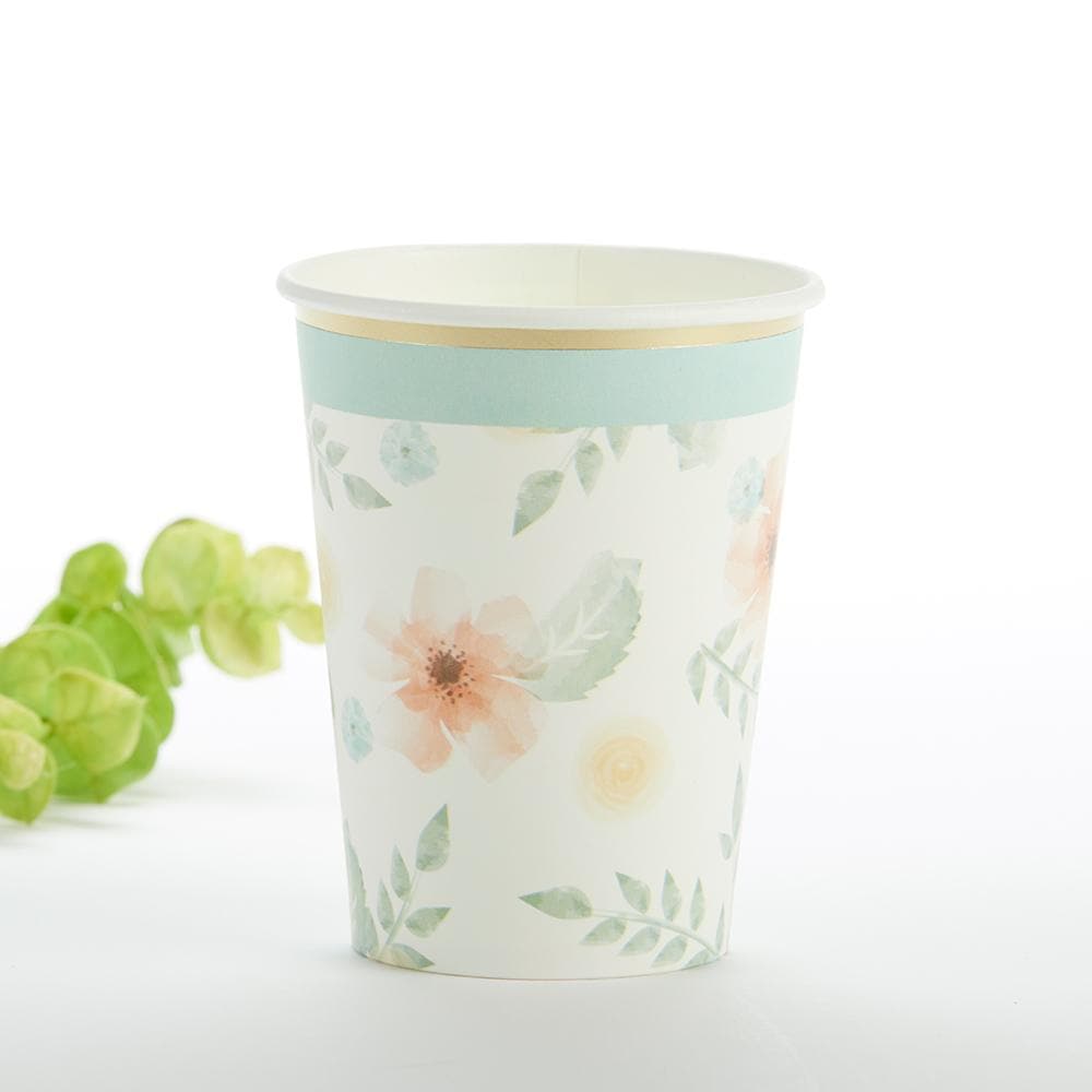 Geometric Floral 8 oz. Paper Cups (Set of 16)
