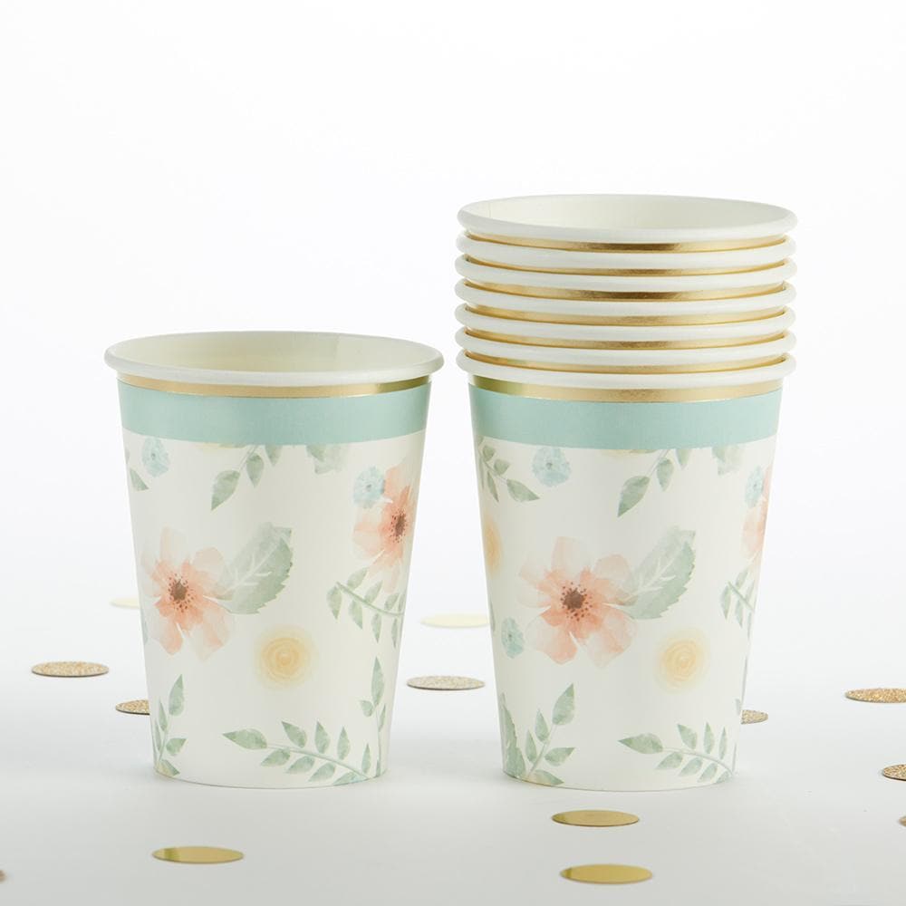 Geometric Floral 8 oz. Paper Cups (Set of 16)