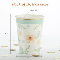 Thumbnail for Geometric Floral 8 oz. Paper Cups (Set of 16)