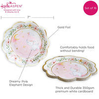 Thumbnail for Elephant Baby Shower 7 in. Premium Paper Plates - Pink (Set of 16)