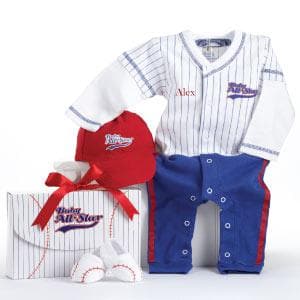 Big Dreamzzz Baby Baseball 3-Piece Layette Set in All-Star Gift Box (Personalization Available)