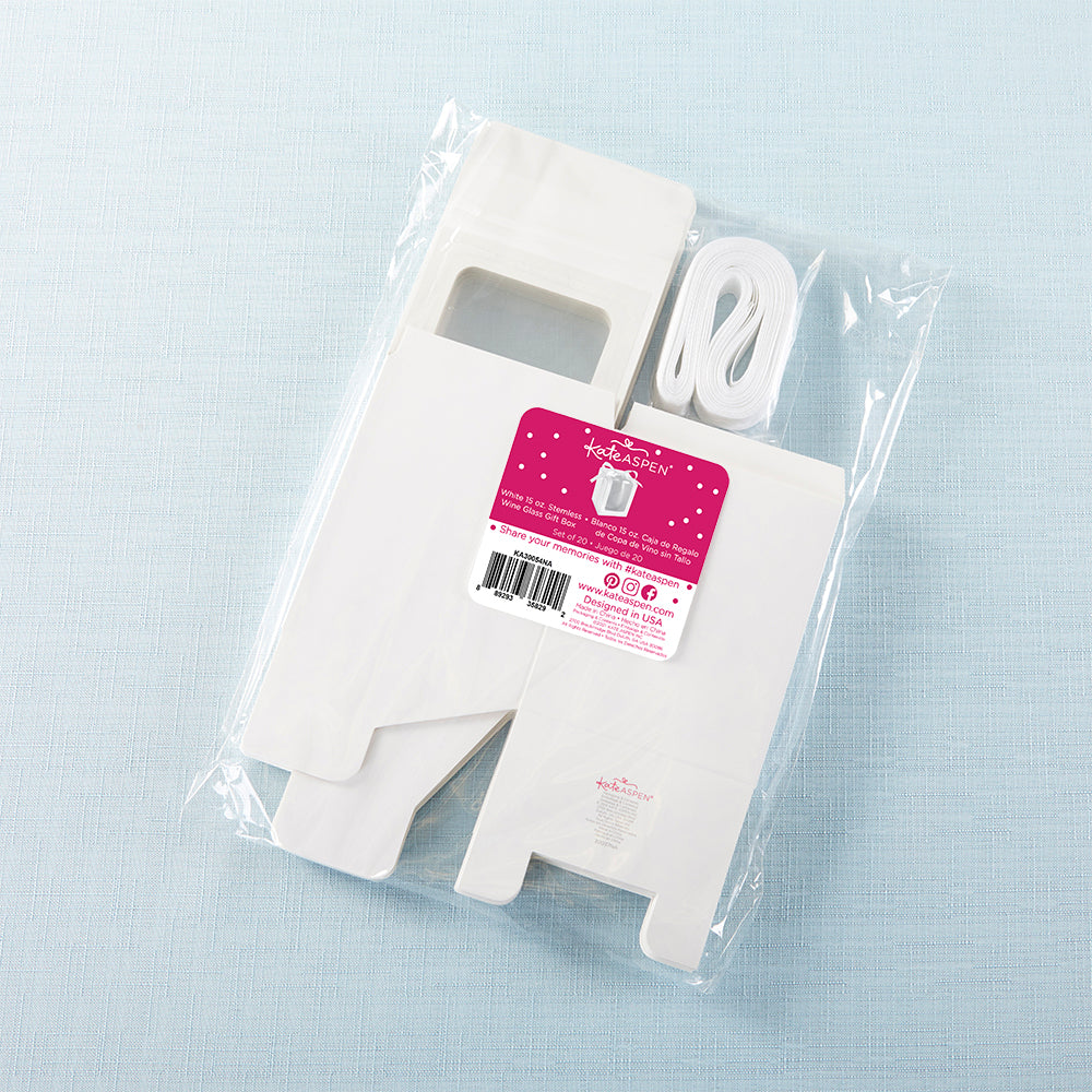 White 9 oz. Glassware Gift Box with Ribbon (Set of 20)