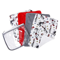 Thumbnail for Dr. Seuss Cat In The Hat Zipper Pouch and 4 Burp Cloth Gift Set