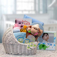 Thumbnail for Welcome Baby Bassinet Gift Basket - Blue