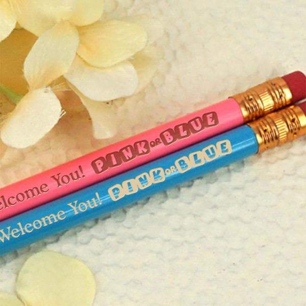 Gender Reveal "Pink or Blue" Personalized Pencils (Set of 2)