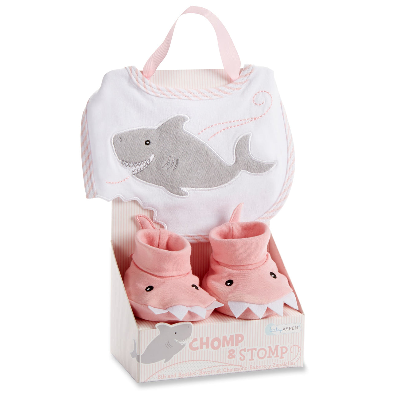 Chomp & Stomp Shark Bib & Booties Gift Set (Pink)