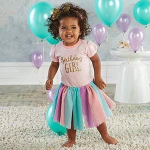 My First Birthday Rainbow 3-Piece Tutu Outfit - Girl