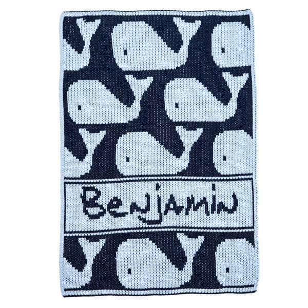 Personalized Many Whales Stroller Blanket (Many Colors Available)