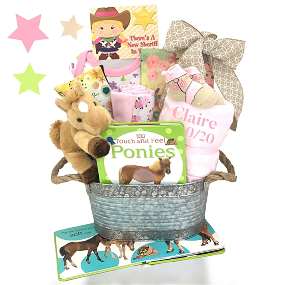 Personalized Cowgirl Baby Gift Basket