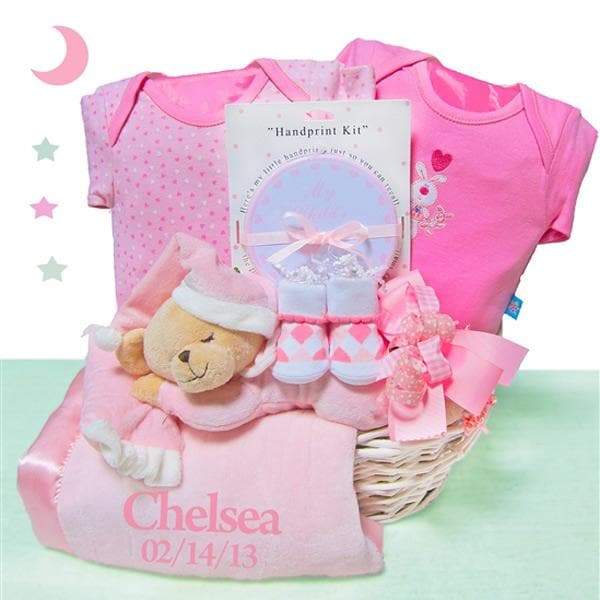 Personalized Bear Nap Time Gift Basket Girl