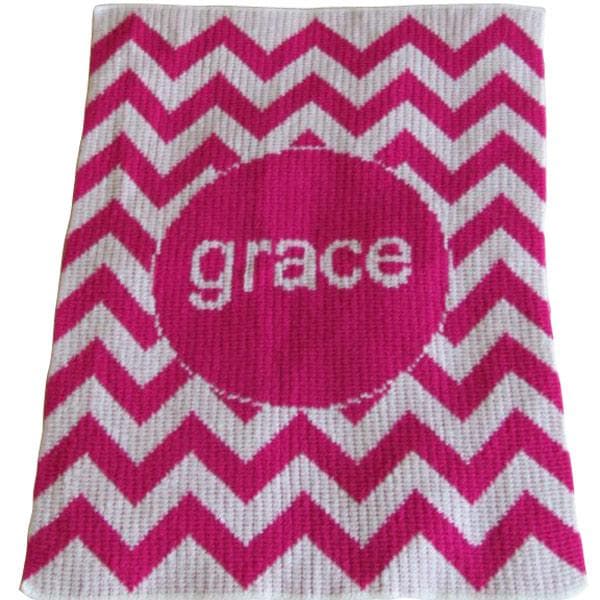 Personalized Acrylic Stroller Blanket with Chevron (Many Colors Available)