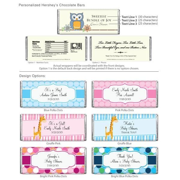 Personalized Exclusive Baby Hershey Wrappers (Many Designs Available)
