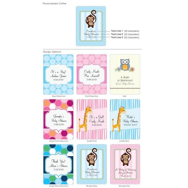 Personalized Exclusive Baby Coffee Favor (Many Designs Available)