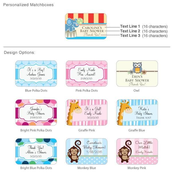 Personalized Exclusive Matchbox Baby Shower Favors