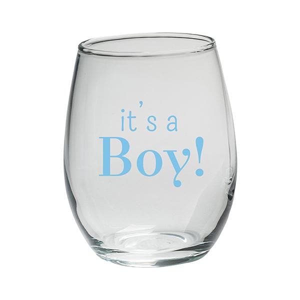 It's a Boy 9 oz. Stemless Wine Glass (Set of 12)