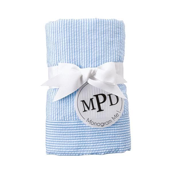 Blue Seersucker Baby Blanket (Personalization Available)
