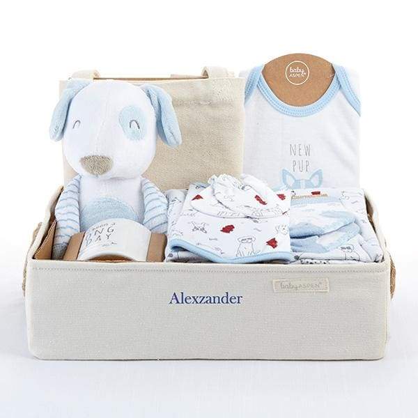 New Pup 9-Piece Baby Gift Basket (Personalization Available)