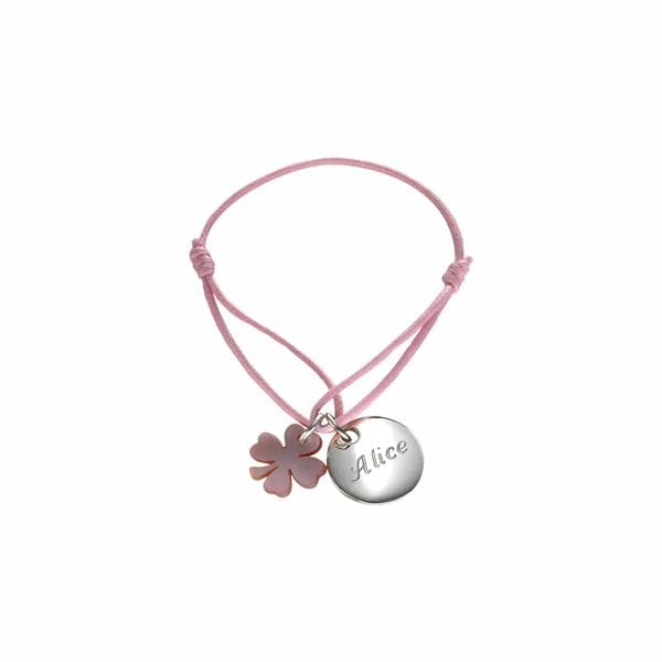 Personalized Silver Clover Charm Baby Bracelet