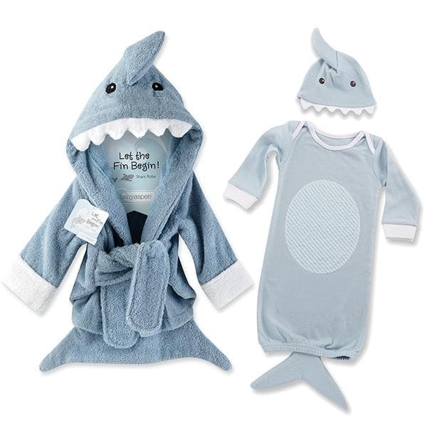 Let the Fin Begin Gift Set with Shark Robe & Layette Blue