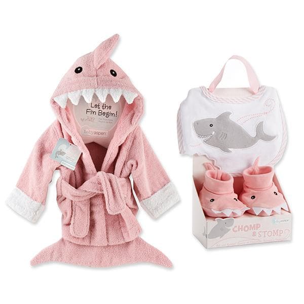 Shark Gift Set with Shark Chomp & Stomp and Shark Robe Pink