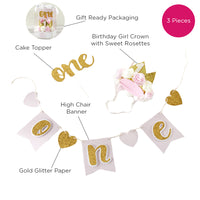Thumbnail for Gold Glitter 1st Birthday Décor Kit