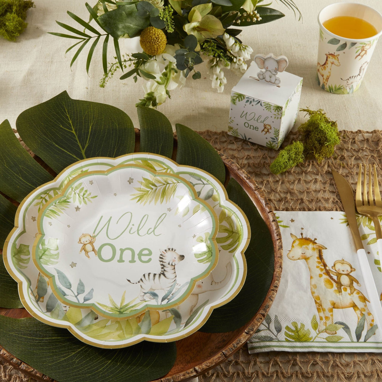 Safari Baby Shower 78 Piece Party Tableware Set (16 Guests)