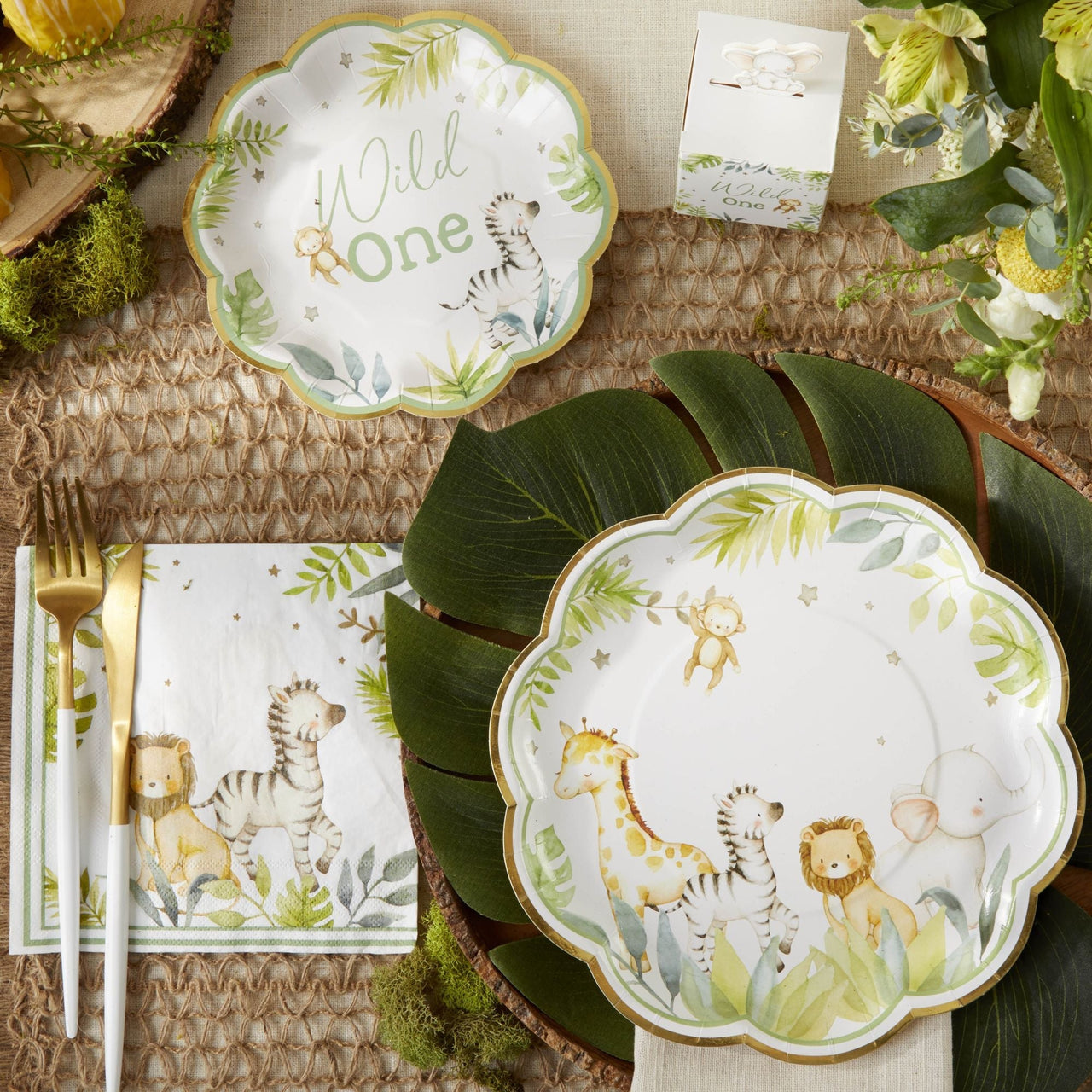 Safari Baby Shower 78 Piece Party Tableware Set (16 Guests)