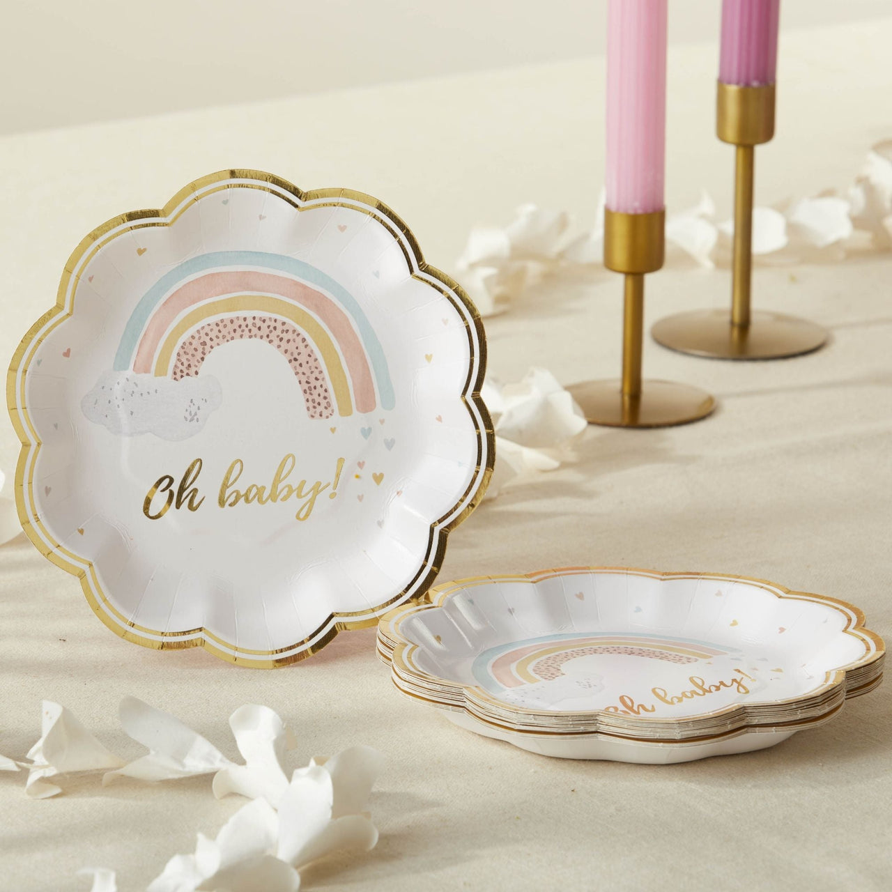 Boho Rainbow Baby 62 Piece Party Tableware Set (16 Guests)