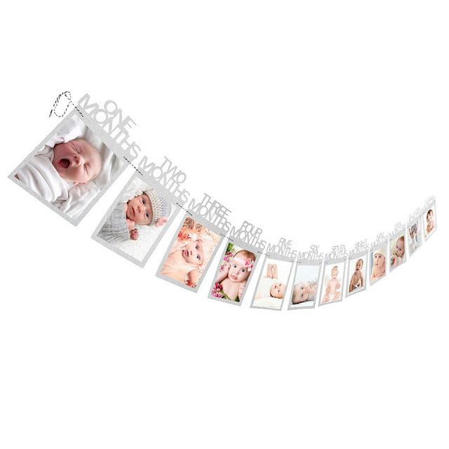 Baby Milestone Photo Banner (Silver or Blue)