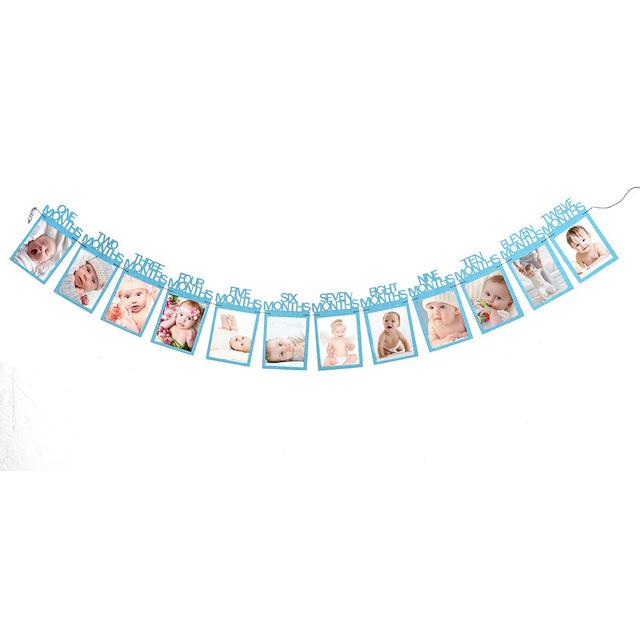 Baby Milestone Photo Banner (Silver or Blue)