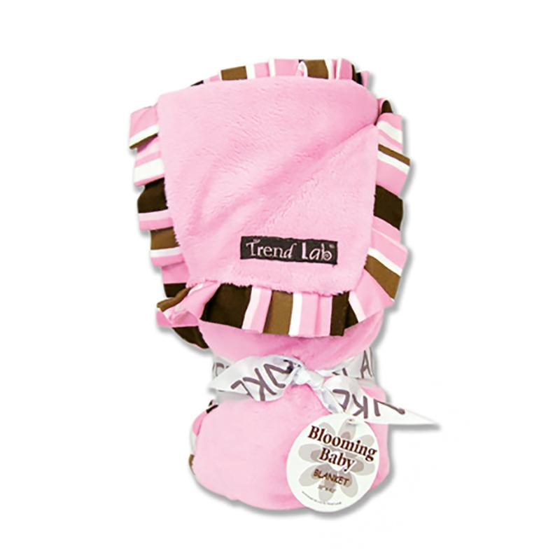 Velour Receiving Blankets with Satin Ruffle Stripe Trim (Pink or Blue)