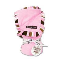 Thumbnail for Velour Receiving Blankets with Satin Ruffle Stripe Trim (Pink or Blue)