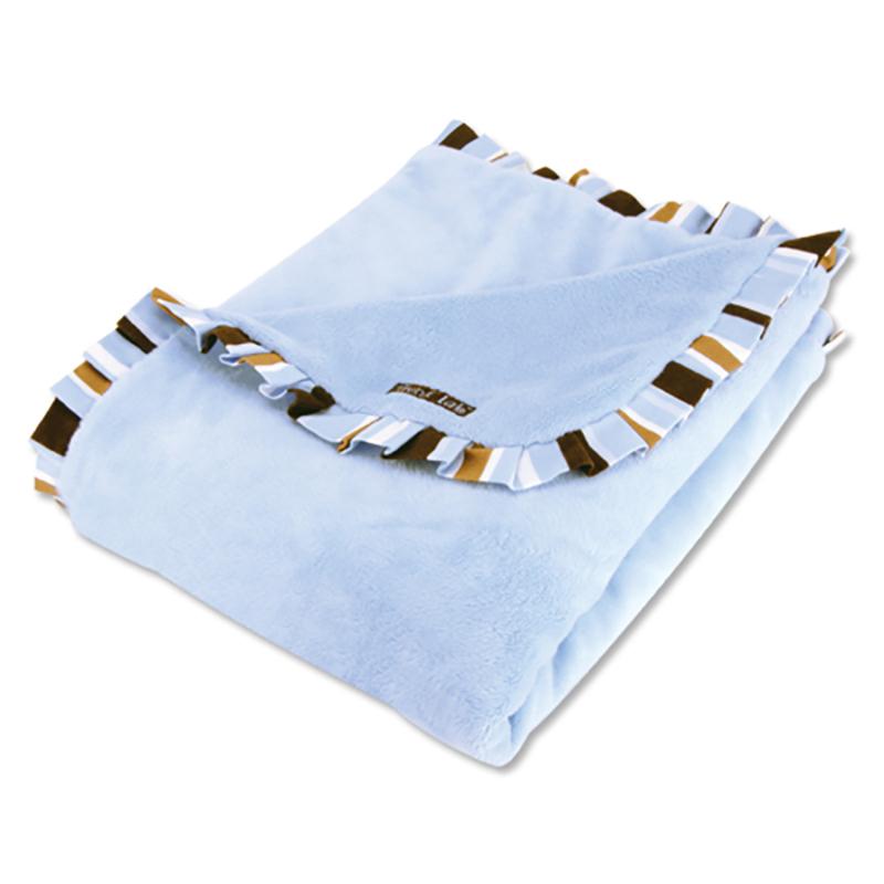 Velour Receiving Blankets with Satin Ruffle Stripe Trim (Pink or Blue)