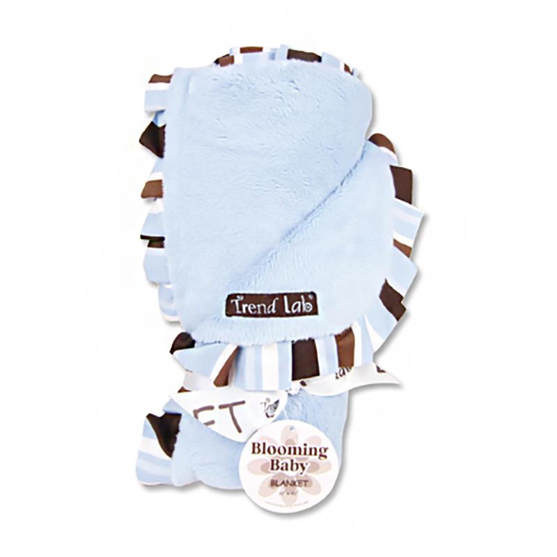 Velour Receiving Blankets with Satin Ruffle Stripe Trim (Pink or Blue)