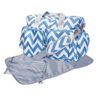Thumbnail for Blue and White Chevron Deluxe Diaper Bag
