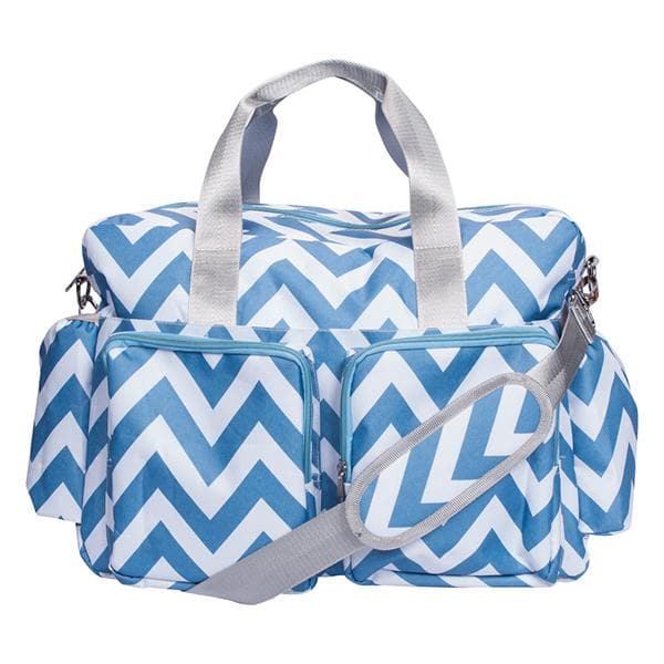 Blue and White Chevron Deluxe Diaper Bag