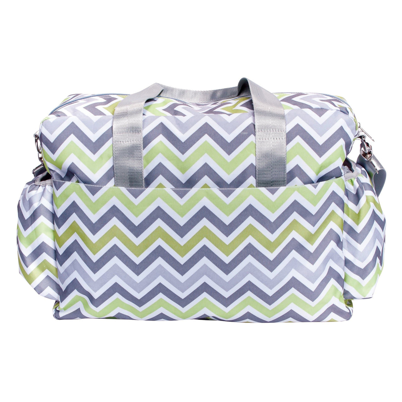Green, Gray, and White Chevron Deluxe Diaper Bag