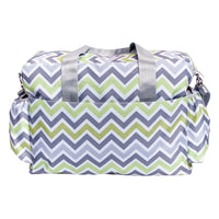Thumbnail for Green, Gray, and White Chevron Deluxe Diaper Bag