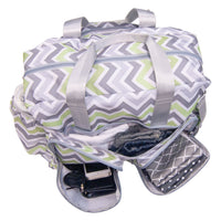 Thumbnail for Green, Gray, and White Chevron Deluxe Diaper Bag