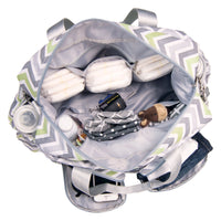 Thumbnail for Green, Gray, and White Chevron Deluxe Diaper Bag